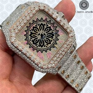 Custom Square <b>Mechanical</b> <b>Watch</b> Gold Tone Stainless Steel Bracelet <b>Watch</b> Rhinestone Dial OEM ODM for Men - Product Image 4