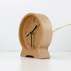 Horloge en bois massif, horloge de bureau et de table pour la maison, le bureau, le salon, la chambre à coucher, horloge décorative super silencieuse, forme ronde - Product Image 4