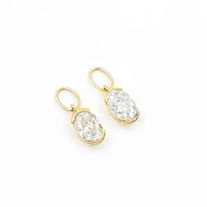 Oval Moissanite <b>Charms</b> 7x5mm 14k Solid Dangles Huggie <b>Hoops</b> Necklace Bracelet Belly Ring April Birthstone Jewelry - Product Image 6