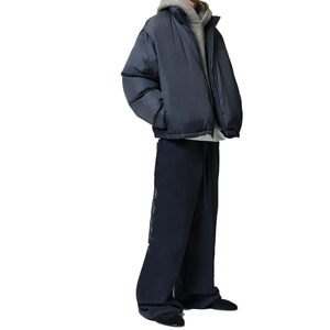 Top Trending Men's Solid <b>Matte</b> Ripstop Nylon Water Repellent Puffer Jacket High Neck Full Zip Winter Insulated Custom OEM - Product Image 2