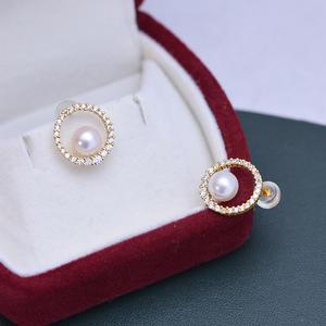 Boucles d'oreilles en perles rondes blanches Zhuji Danshui 6-7 mm, forte luminosité, presque parfaites, argent S925, papillon, vente en gros, boucles d'oreilles en cristal - Product Image 3