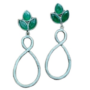 ARTS JEWELS Oxidized Brass Drop <b>Earrings</b> with <b>Opal</b> Stones in Bezel Setting for Women-Trendy Gift Jewelry From Rajasthan - Product Image 1