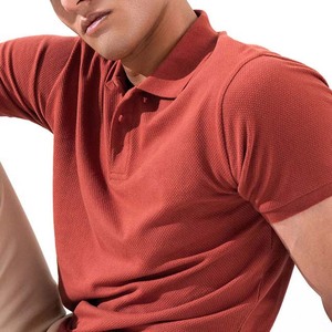 Polo à manches courtes rouge pour homme, couleur unie, décontracté, tricoté, boutonné devant, coupe classique, coton piqué respirant - Product Image 3