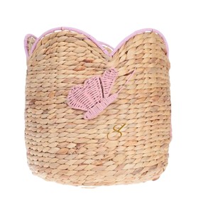 ตะกร้าผักตบชวาสีชมพูรูปผีเสื้อ ฝาเปิดแบบสแกลลอป ตกแต่งด้วยการสาน ใช้เก็บของเล่น เสื้อผ้า กล่องเก็บของสำหรับเด็กผู้หญิง - Product Image 1