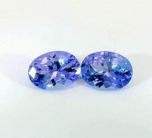 Pierre précieuse naturelle Tanzanite, paire de pierres lâches ovales bleu violacé, pierres précieuses authentiques et rares pour la fabrication de bijoux fins - Product Image 1