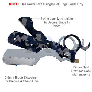Rasoir droit professionnel pour hommes, rasoir de barbier à lame droite pour un rasage précis, shavette pour la barbe - Product Image 2