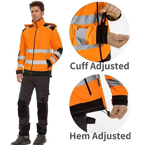 เสื้อฮู้ดสะท้อนแสงสำหรับผู้ชาย มาตรฐาน ANSI Class 2 ไฟ LED กระพริบ กันหนาว กันลม กันน้ำ ผ้า softshell สำหรับกิจกรรมกลางแจ้ง - Product Image 2