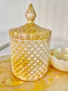 Juego de cajas de joyería de resina hechas a mano con tapa y bandeja, decoración artística para el hogar, forma irregular, detalles en oro - Product Image 3