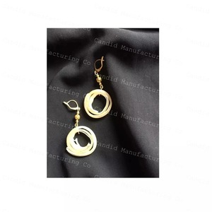 <b>Gold</b> Plated Brass Christian Trendy Moon <b>Disc</b> Drop Earrings Geometric Hollow Dangle for Women Wedding - Product Image 4