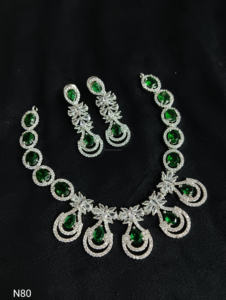 Classic American Ethnic Bridal Jewelry Set Two-Piece <b>Necklace</b> <b>and</b> <b>Earrings</b> with Flower Design for Wedding Party Diamond Accents - Product Image 2