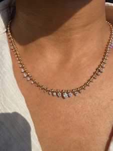 สร้อยคอเพชรทรงหยดน้ำแบบห้อยระย้า รับรองโดย IGI ขายส่ง ทอง 14k 18k เพชรทรงกลมเพาะเลี้ยงในห้องปฏิบัติการ สร้อยลูกปัดแบบโมเดิร์น - Product Image 5