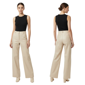 Pantalons en cuir pour femmes, mode urbaine, vente en gros, pantalons en cuir pour femmes, streetwear moderne, fournisseur de pantalons en cuir pour femmes - Product Image 6