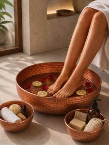 Designer Copper Pedicure Bowl Luxury Foot Bath <b>Basin</b> Professional Beauty Spa Handmade Durable Metal Product - Product Image 2
