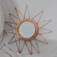 Miroir mural en rotin naturel floral grand format Art déco moderne le plus vendu 160x100cm Décoration intérieure Hôtels Cuisines Salles à manger