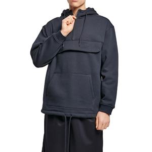 Sudadera con capucha extragrande de algodón suave y grueso con cremallera de un cuarto y bolsillo en el pecho, de calidad superior para hombre. - Product Image 1