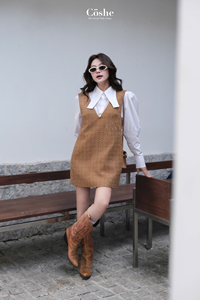 RTS Coshe Rouge Set Vestido de Tweed de tela Premium con camisa abotonada Mujer Elegante Estudiante Look Fiesta Trabajo Eventos Lady Girl - Product Image 5