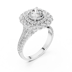 Anillo de Compromiso de Oro Blanco de 10K con Baño de Rodio, Diseño Imperial Bloom, Corona Celestial, Aura Real, Halo de Diamantes para Mujer - Product Image 2
