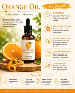 Aceite esencial de naranja 100% puro y natural, destilado al vapor, para aromaterapia, cuidado de la piel y cuidado del cabello, por Kdm Enterprises - Product Image 1