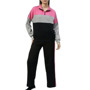 Ensemble de survêtement vert clair pour femmes, manches longues, col montant, fermeture éclair sur le devant, couleur unie, pantalon de jogging décontracté avec poches latérales - Product Image 2
