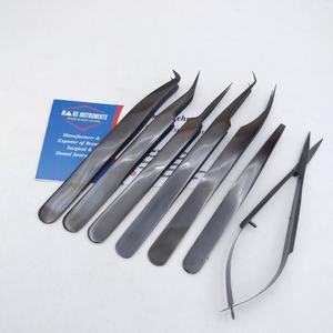 Pince à épiler pour extension de cils à pointe de fibre Ciseaux à ressort plasma noir avec pince à sourcils - Product Image 3