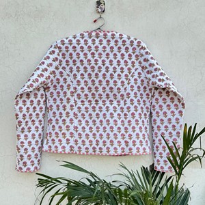 Women Quilted Cotton <b>Jacket</b> Floral Print Full Sleeve <b>Mandarin</b> <b>Collar</b> Spring Outerwear Full Sleeve Eco Friendly Outerwear - Product Image 3