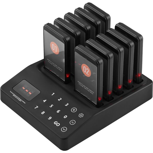 Wireless 400m Range Restaurant Pager System Long-Range Queue Signal for Guest Calling Beepers Vibration Restaurant Hotel Service
