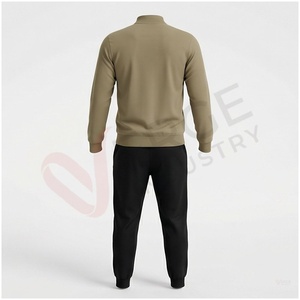 Ensemble de survêtement kaki pour homme, manches longues, col montant, fermeture éclair sur le devant, couleur unie, respirant, coupe décontractée, vêtements d'automne - Product Image 2