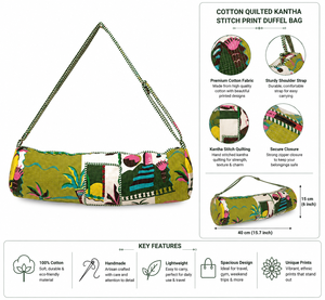 Handmade Cotton Quilted Kantha Stitch Printed Duffel <b>Bags</b> with <b>Patchwork</b> Fabric for Travel Fashion and Everyday Carry - Product Image 6