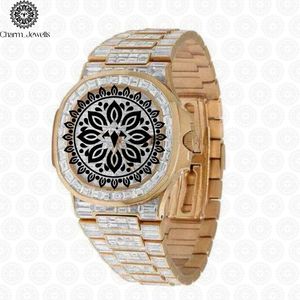 Montre de luxe Charm Jewells en acier inoxydable, cadran analogique, bracelet diamant, unisexe, mouvement mécanique, 40 mm, 10 bars - Product Image 2