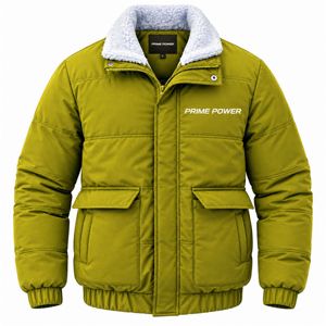 Trendy <b>Men's</b> <b>Shearling</b> Collar Puffer Jacket Winter Padded <b>Coat</b> Wholesale Insulated Quilted Bomber Jacket Custom Manufacturer - Product Image 6