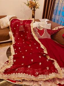 Ensemble Anarkali brodé marron pour femme, robe longue de créateur, kurta avec pantalon et dupatta, tenue ethnique pour mariage et soirée - Product Image 4