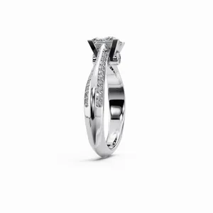 Bague en or blanc 18 carats avec diamant de laboratoire taille princesse, certifiée IGI, bague de fiançailles de luxe pour femme - Product Image 2