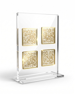 Innovador Soporte Transparente de Acrílico para Letreros de Redes Sociales |   Código QR Personalizable para Exhibiciones Elegantes, Duradero y Reciclable - Product Image 4
