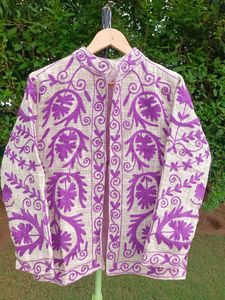 Premium Floral TNT Embroidery <b>Jacket</b> | Handmade Boutique Designer Outerwear for <b>Men</b> & Women with Intricate Artisan Craftsmanship - Product Image 4