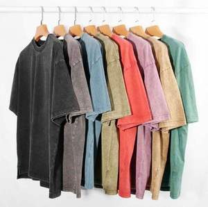 OEM 100% Cotton Heavyweight Men's Oversized Short Sleeve T-shirt Custom Dtg Print Logo T-shirt Stone Acid Washed Vintage T-Shirt - Product Image 1