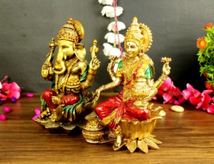 งานฝีมือนิรมลา รูปปั้นพระลักษมีพระพิฆเนศหลากสี ทำจากเรซิ่นโพลีเอสเตอร์ ของตกแต่งทางศาสนา ของขวัญทางศาสนา สำหรับพิธีกรรมพระพุทธะพระศักดิ์สิทธิ์พระพุทธเจ้า - Product Image 2