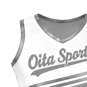 Maillot de cheerleading gris sans manches, coupe courte, respirant, uniforme sportif, tenue d'entraînement personnalisée pour équipe, vêtements de performance athlétique - Product Image 4