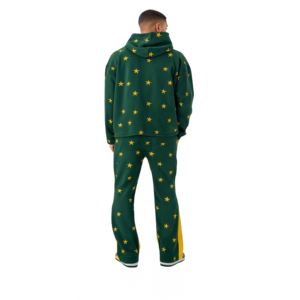 Conjunto de sudadera y pantalones informales con capucha y estampado de estrellas verdes para hombre, conjunto de sudadera y pantalones informales de corte holgado y longitud completa, ropa de otoño - Product Image 2