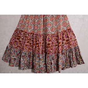 Falda Larga hasta el Tobillo para Mujer, Diseño Envolvente con Estampado de Bloques de Algodón de Color Personalizado, Ecológica, Transpirable e Informal - Product Image 5