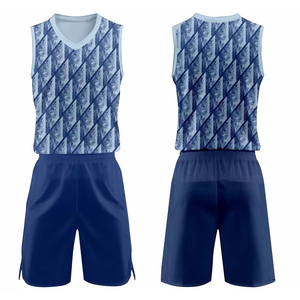 Conjunto de Camiseta de Baloncesto Sublimada para Hombre, Cuello en V, Sin Mangas, Estampado Geométrico, Secado Rápido, Poliéster, Uniformes para Todas las Temporadas - Product Image 1