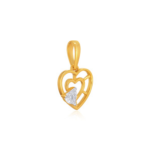 Colgante de Corazón de Oro Amarillo para Mujer con Diamantes Cultivados en Laboratorio con Corte de Corazón, Colgante Romántico para Uso Diario - Product Image 1
