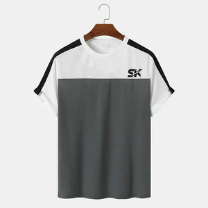 เสื้อยืดผู้ชายพิมพ์โลโก้ตามสั่งขายส่ง ผ้าฝ้าย 100% คอกลม ทรงหลวม บริการ OEM แบบกำหนดเอง เสื้อยืดสีพื้นสำหรับผู้ชาย - Product Image 1