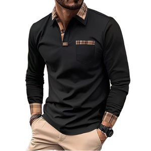 Polo de Manga Larga para Hombre, Talla XL, Nuevo, Deportivo, Casual, de Verano, Tejido de Punto Sólido con Diseño de Leopardo y Botones - Product Image 1