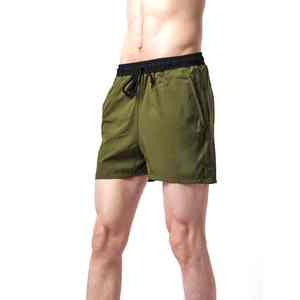 Shorts de plage pour hommes de haute qualité, avec logo personnalisé, fermeture à cordon, style décontracté, en tissu tricoté, couleur unie, en toile, mi-longueur devant - Product Image 4