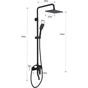 Ensemble de robinetterie de douche carrée de 10 pouces avec douchette à main 3 fonctions - Product Image 2