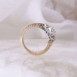 IGI/GIA Lab Grown Emerald Cut Diamond Vintage 14K oro amarillo boda/aniversario anillo Unisex joyería fina para fiesta - Product Image 3