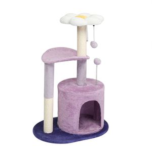 33in Multi-Level Cat Tree Tower with Curved Perch and Cozy Cat Condo <b>Padded</b> Top <b>Bed</b> for Kittens for Cat Climbing - Product Image 1