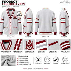 Cardigan en maille respirant 100 % polyester brodé sur mesure pour homme, séchage rapide, anti-plis, vêtements grecs, tenue Alabama A&M - Product Image 5