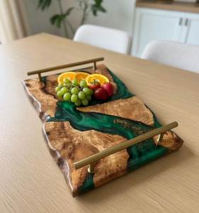 Custom Wooden And Resin Decorative <b>Tray</b> For Personalized Gifts Wedding Decor And Luxury Home Styling - Product Image 1