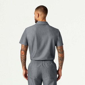 Ensemble de blouses et pantalons médicaux personnalisés pour hommes, avec logo imprimé, pour hôpitaux, médecins et infirmières, en tissu peigné. - Product Image 3